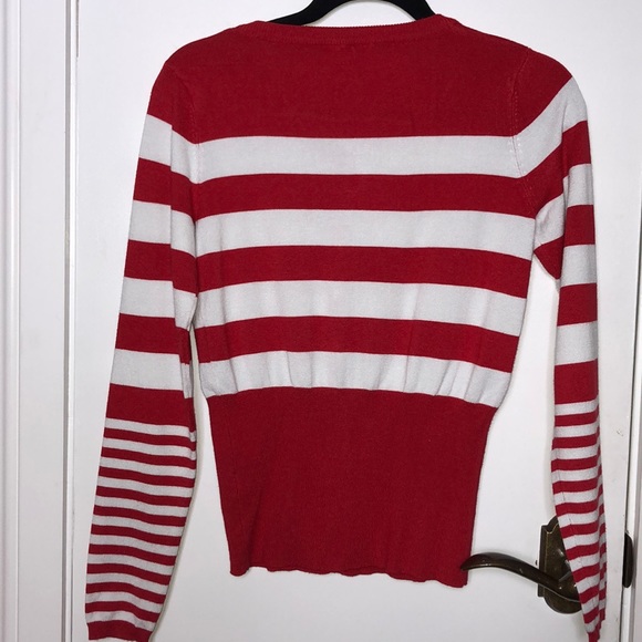 Red and white striped sweater size S/M - Picture 5 of 6